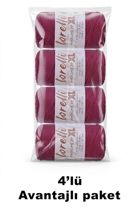 LORELLİ - LORELLİ MAKROME PP XL 3MM 4 LÜ PAKET 113 Şarabi