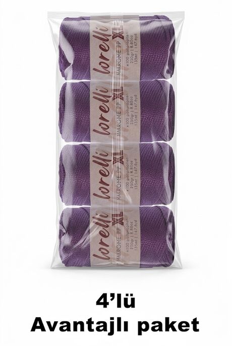 LORELLİ - LORELLİ MAKROME PP XL 3MM 4 LÜ PAKET 160 Mürdüm