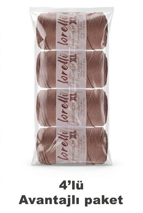 LORELLİ - LORELLİ MAKROME PP XL 3MM 4 LÜ PAKET 200 Kızıl Kahve