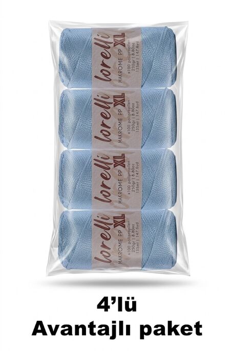 LORELLİ - LORELLİ MAKROME PP XL 3MM 4 LÜ PAKET 222 Gökyüzü