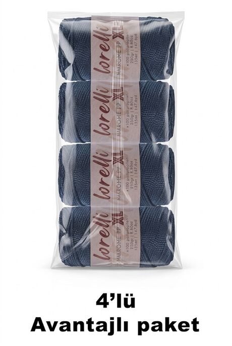 LORELLİ - LORELLİ MAKROME PP XL 3MM 4 LÜ PAKET 236 Kot Mavi