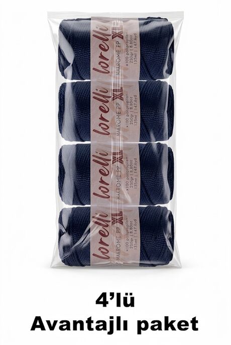 LORELLİ - LORELLİ MAKROME PP XL 3MM 4 LÜ PAKET 262 Lacivert
