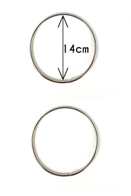  - METAL BAG HANDLE ROUND SILVERY RING 14 CM 5MM