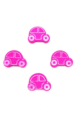  - PACİFİER CHAİN ORNAMENT WOODEN CAR PİNK 16mm