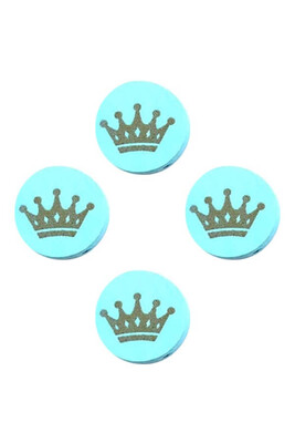  - PACİFİER CHAİN ORNAMENT WOODEN CROWN LIGHT BLUE 20mm