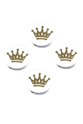  - PACİFİER CHAİN ORNAMENT WOODEN CROWN WHITE 20mm