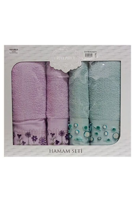  - RÜYA 1576 TAFTİNG NAKIŞLI HAMAM TAKIMI LİLA ÇAĞLA