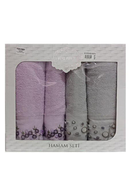  - RÜYA 1576 TAFTİNG NAKIŞLI HAMAM TAKIMI LİLA GRİ