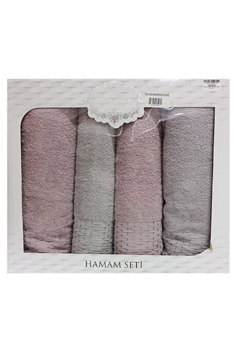  - RÜYA JAKARLI HAMAM TAKIMI GÜL GRİ