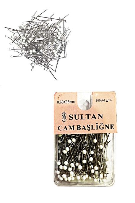  - SULTAN GLASS HEAD BULK NEEDLE WHITE