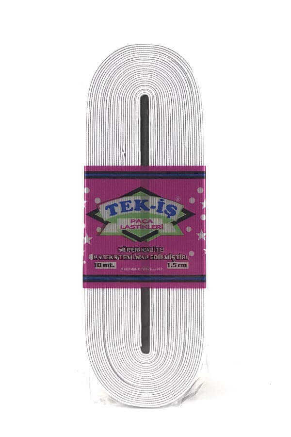 Tek-iş Lastik Paça 1,5 Cm Beyaz 10 Mt