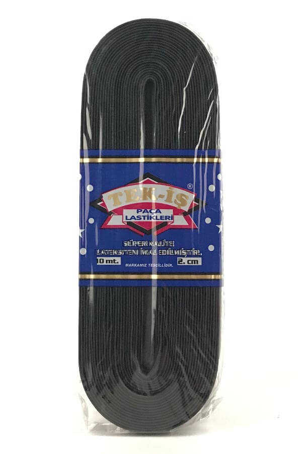 Tek-iş Lastik Paça 2 Cm Siyah 10 Mt