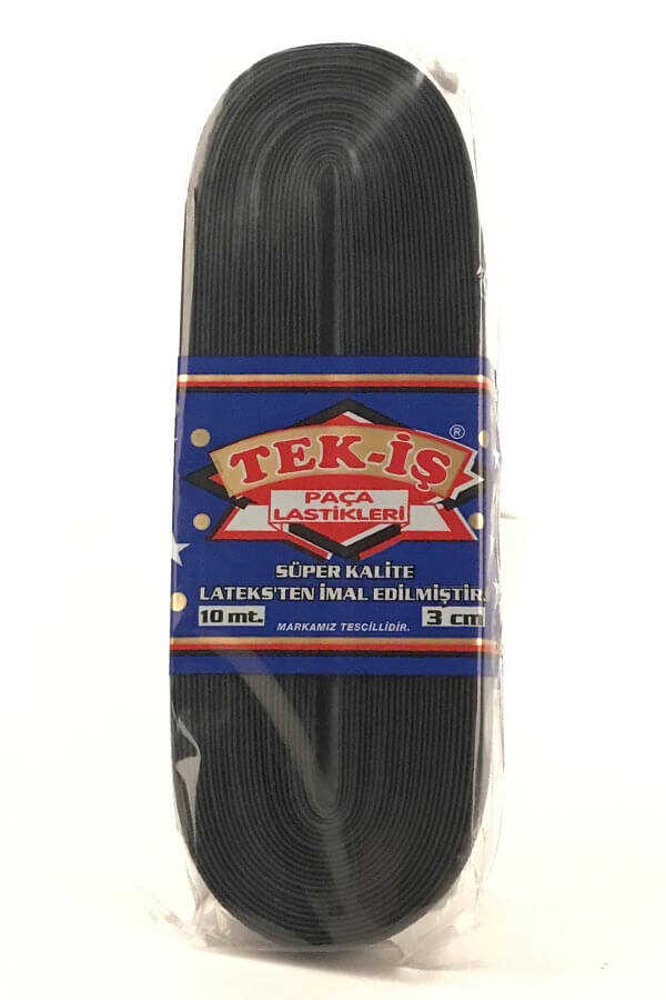 Tek-iş Lastik Paça 3 Cm Siyah 10 Mt