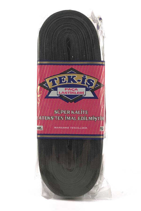 Tek-iş Lastik Paça 5 Cm Siyah 10 Mt