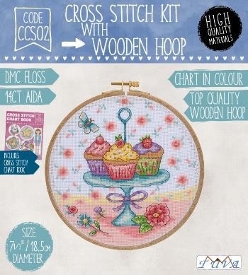 TUVA - CROSS STITCH KIT WITH WOODEN HOOP 18,5 CM CCS02