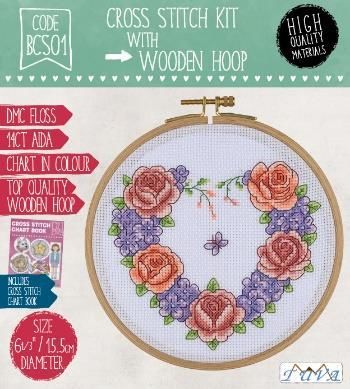 TUVA - WOODEN HOOP CROSS STITCH KIT 15,5 CM BCS01