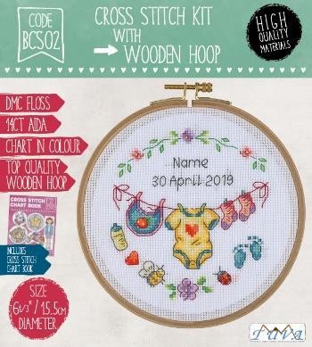 TUVA - WOODEN HOOP CROSS STITCH KIT 15,5 CM BCS02