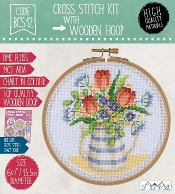 TUVA - WOODEN HOOP CROSS STITCH KIT 15,5 CM BCS12