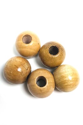  - WOODEN BEADS 100 BEİGE 20MM (5 PEİCE)