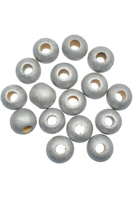  - WOODEN BEADS 152 SILVER GRAY 20MM 25 GR