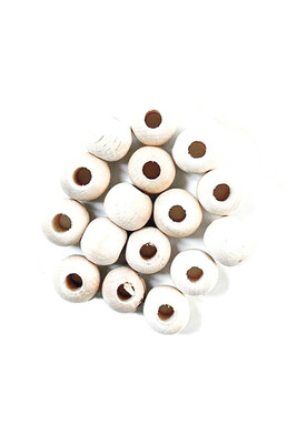  - WOODEN BEADS 401 CRUDE 15 MM 25 GR