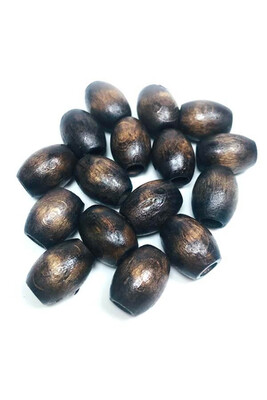  - WOODEN BEADS OVAL 700 BROWN 19 MM 25 GR