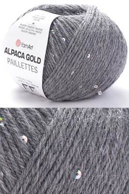 YARNART - YARNART ALPACA GOLD PAILLETTES 9304 Gri