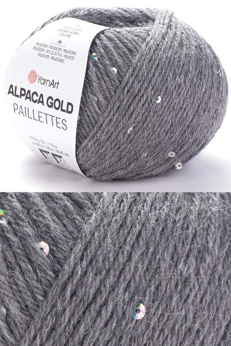 YARNART - YARNART ALPACA GOLD PAILLETTES 9304 Gri