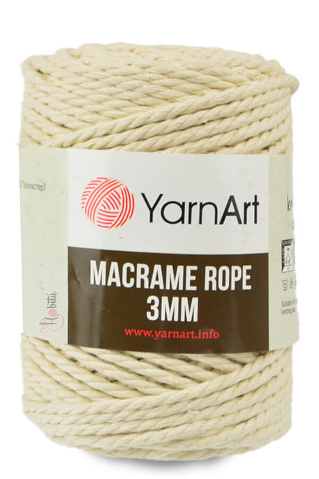 YARNART - YARNART MACRAME ROPE 3MM 752 Krem