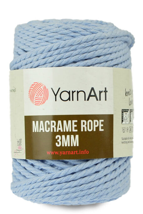 YARNART - YARNART MACRAME ROPE 3MM 760 Açık Mavi