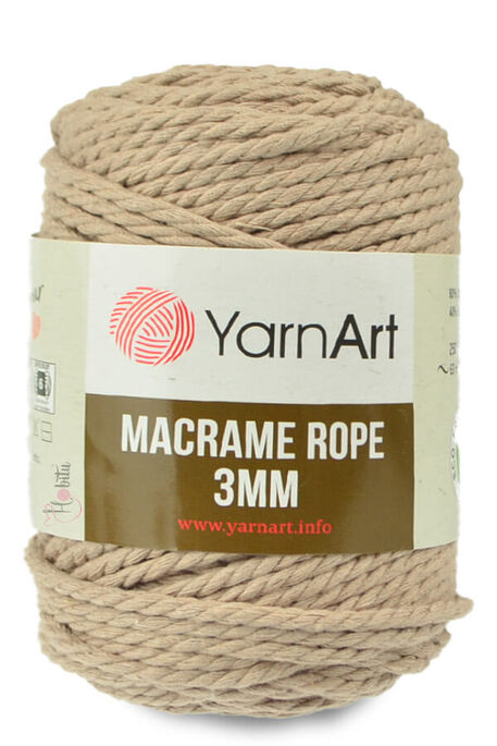 YARNART - YARNART MACRAME ROPE 3MM 768 Sütlü Kahve