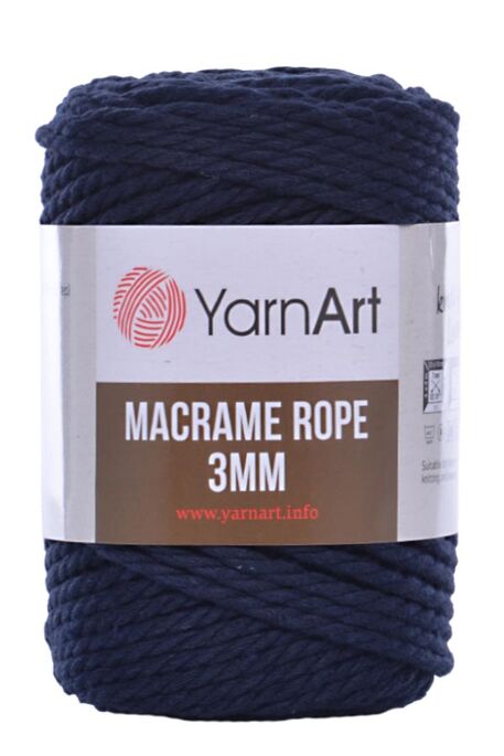 YARNART - YARNART MACRAME ROPE 3MM 784 Lacivert